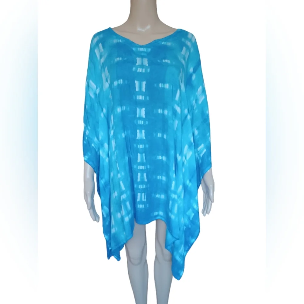 Womens Wearable Art Hand Dyed Bohemian Poncho Tunic Top Oversized Size Small - Picture 5 of 8